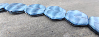Czech Glass Beads (Blue Hexagon with Blue Accent Lines)  *8 Beads - Mhai O' Mhai Beads
 - 2