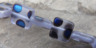 Czech Glass Beads Square (Blue with Blue Dots) 10 x 10mm *20 Beads - Mhai O' Mhai Beads
 - 2