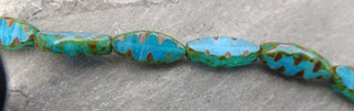Czech Glass Horse Eye (Blue and Tan) 17 x 7 mm *7 Beads - Mhai O' Mhai Beads
 - 1