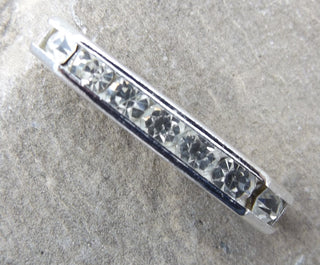 Metal 5 Strand Spacer with (Grade A) Rhinestones * Silver Color  (packed 2) 17 x 4 mm. - Mhai O' Mhai Beads
 - 1
