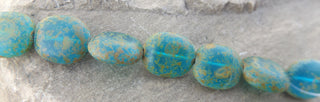 Czech Glass Puff Beads (Teal with Travertine Finish) 13 x 12mm  (8 Beads) - Mhai O' Mhai Beads
 - 1