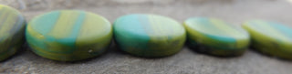 Czech Glass Coin Beads (Shades of Matt Green) 14mm Diam.  (8 Beads) - Mhai O' Mhai Beads
 - 2