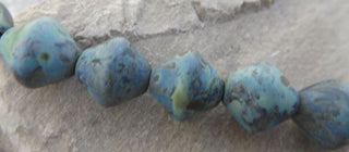 Czech  Glass Beads *Blue with Mottled Blue  17 x 15 mm diam (7 beads) (matt finish) - Mhai O' Mhai Beads
 - 1
