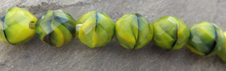 Czech Glass Fire Polish Beads (Green/ Yellow) 13 x 15 mm  (7 Beads) - Mhai O' Mhai Beads
 - 1