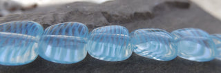 Czech Glass Puff Beads (Ice Blue Stripes) 15 x 12mm  (8 Beads) - Mhai O' Mhai Beads
 - 2