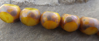 Czech Table Cut Glass Beads (Yellow Nugget with Travertine Edging) 10 mm (8 Beads) - Mhai O' Mhai Beads
 - 2