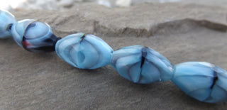 Czech Fire Polish Glass Beads *Blue with Blue  12 x 20 mm diam (6 beads) - Mhai O' Mhai Beads
 - 1