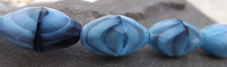 Czech Fire Polish Glass Beads *Blue with Blue  12 x 20 mm diam (6 beads) - Mhai O' Mhai Beads
 - 2