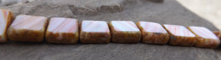 Czech Glass Table Cut  SquareBeads (Corals with Tan Edges) 9 x9 mm  (10 Beads) - Mhai O' Mhai Beads
 - 2
