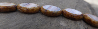 Czech Table Cut Glass Beads (Oval) *Slices of Pinks with Tan  15 x 10 mm (8 Beads) - Mhai O' Mhai Beads
 - 2