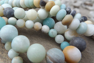 Amazonite FROSTED Rounds - See Drop down for Size Options (16" strands) - Mhai O' Mhai Beads
 - 1