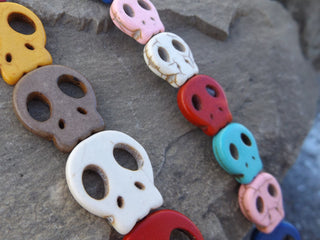 Howlite Flat Skulls (Multi Color)  (16 inch Strand ) *see drop down for size options - Mhai O' Mhai Beads
 - 1