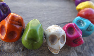 Howlite Side Drill Small Skulls (Multi Color)  (16 inch Strand/ 40 Beads ) *13 x 13mm. - Mhai O' Mhai Beads
 - 1