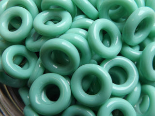 Czech Glass Donuts (14mm Size) Opaque Seafoam  *See Drop Down for Options - Mhai O' Mhai Beads
