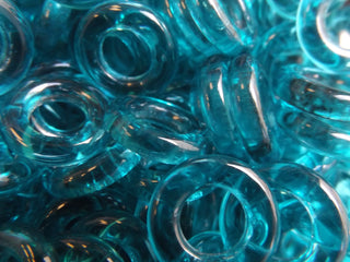 Czech Glass Donuts (14mm Size)  Bold Aqua  *See Drop Down for Options - Mhai O' Mhai Beads
