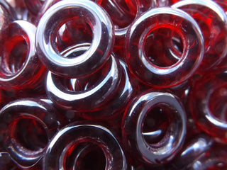 Czech Glass Donuts (14mm Size) Blood Red  *See Drop Down for Options - Mhai O' Mhai Beads
