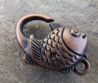 Clasp (Lobster Claw Style)  FISH (Red Copper Color Metal) 20 x 12 x 6mm *PACKED 3 Clasps - Mhai O' Mhai Beads
 - 1