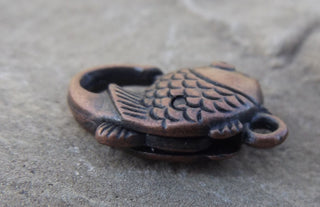 Clasp (Lobster Claw Style)  FISH (Red Copper Color Metal) 20 x 12 x 6mm *PACKED 3 Clasps - Mhai O' Mhai Beads
 - 2