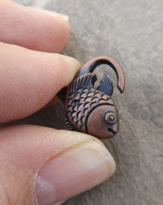Clasp (Lobster Claw Style)  FISH (Red Copper Color Metal) 20 x 12 x 6mm *PACKED 3 Clasps - Mhai O' Mhai Beads
 - 3