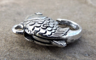 Clasp (Lobster Claw Style)  FISH (Antique Silver Color Metal) 20 x 12 x 6mm *PACKED 3 Clasps - Mhai O' Mhai Beads
 - 2