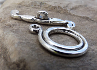 Clasp (Toggle Style) Swirly Toggle and Clasp  (Antique Silver Color) 25 x 18 mm x 2.5mm *PACKED 3 Clasps - Mhai O' Mhai Beads
 - 2