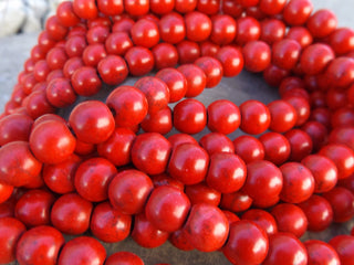 Howlite (Color Enhanced Red) 8mm Rounds (approx 52 beads) - Mhai O' Mhai Beads
 - 1