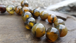 Agate (12 mm Size Rounds) Dragons Vein in Green (16" strand) - Mhai O' Mhai Beads
 - 2