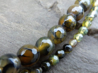 Agate (Faceted Rounds) Dragons Vein in Green (16" strands.  See drop down for options) - Mhai O' Mhai Beads
 - 2