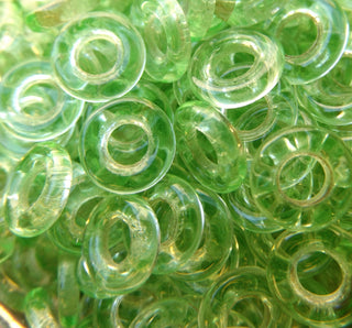 Czech Glass Donuts *Spring Green (9 mm Size  Hole 4mm)  (also called Peridot in New Connections) - Mhai O' Mhai Beads
