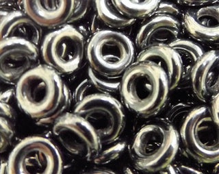 9.5MM Czech Glass Donuts *BLACK ICE  (9.5 mm X 3.5MM Size  Hole 3.5 mm) - Mhai O' Mhai Beads
