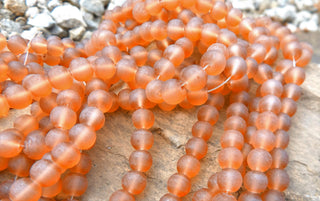 Glass Beads (Sea Glass Style in a Beachy Tan/Brown).  8mm Size (15.5" Strand)