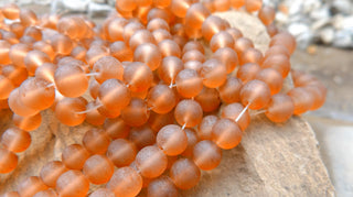 Glass Beads (Sea Glass Style in a Beachy Tan/Brown).  8mm Size (15.5" Strand)