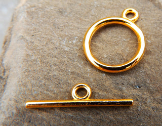 Toggle (Contemporary Sleek Round)  Gold Color *19x15x2mm Toggle.  (packed 3) - Mhai O' Mhai Beads
 - 2