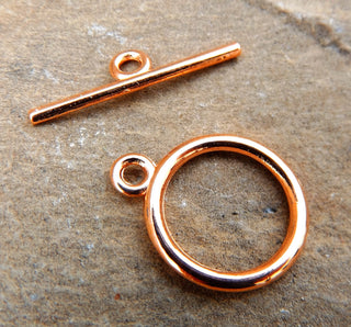 Toggle (Contemporary Sleek Round)  Bright Copper Color *19x15x2mm Toggle.  (packed 3) - Mhai O' Mhai Beads
 - 1
