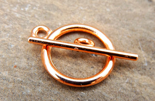 Toggle (Contemporary Sleek Round)  Bright Copper Color *19x15x2mm Toggle.  (packed 3) - Mhai O' Mhai Beads
 - 2