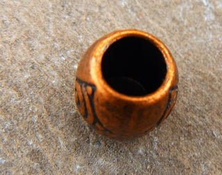 Metal Bead (Antique Copper Color)  Barrel Style with Design.  Larger 5mm hole (10 x 8mm)  Packed 20 Beads - Mhai O' Mhai Beads
 - 3