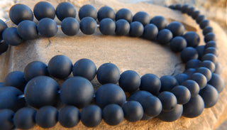 Agate (Frosted)  *Black   (See drop down for size options)  16 inch strand - Mhai O' Mhai Beads
 - 1