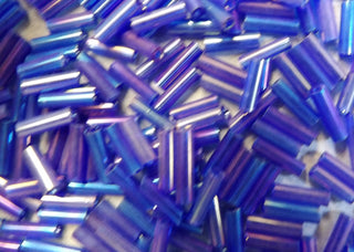 Bugle Beads (Glass) 1.6mm x 6mm  (approx 15gr)  *Electric Blue/Violet - Mhai O' Mhai Beads
