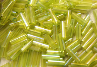 Bugle Beads (Glass) 1.6mm x 6mm  (approx 15gr)  *Pale Spring Green w/ AB Finish - Mhai O' Mhai Beads
