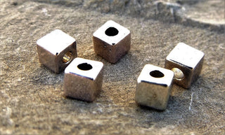 Metal Beads (Cube)  Silvertone 5 x 5 mm (packed 20) - Mhai O' Mhai Beads
 - 2