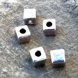 Metal Beads (Cube)  Silvertone 5 x 5 mm (packed 20) - Mhai O' Mhai Beads
 - 3