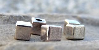 Metal Beads (Cube)  Silvertone 5 x 5 mm (packed 20) - Mhai O' Mhai Beads
 - 1