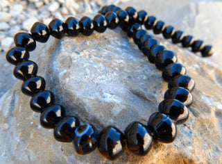 Agate (Natural Black Agate Abacus Shape)  10 x 8mm size.  14.5" Strand.  Approx 47 beads. - Mhai O' Mhai Beads
 - 1