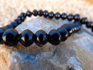 Agate (Natural Black Agate Abacus Shape)  10 x 8mm size.  14.5" Strand.  Approx 47 beads. - Mhai O' Mhai Beads
 - 2