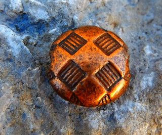 Metal Bead (Copper Color).  Quilt Pattern Lentel Style.  10 x 4mm thick.  (Packed 10 Beads)