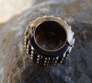 Metal Bead (large hole) Tread Like Dots.  11mm x 5mm thick.  (hole 8mm)  *packed 15 beads. - Mhai O' Mhai Beads
 - 2