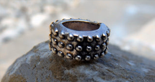 Metal Bead (large hole) Tread Like Dots.  11mm x 5mm thick.  (hole 8mm)  *packed 15 beads. - Mhai O' Mhai Beads
 - 1