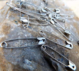 Safety Pins (Iron) Platinum Color.  See drop down for size options.  *Packed 100 Pins - Mhai O' Mhai Beads
 - 1