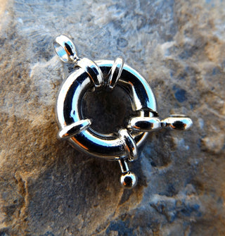 Clasp (Spring Lock Clasp)  *Platinum.   13mm diam.  (Hole 3mm).  Sold Individually. - Mhai O' Mhai Beads
 - 1