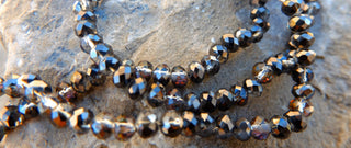 Crystal (Chinese) Faceted Abacus (Half Plated AB Black) 4x3mm *approx 150 beads on 17.5" Strand - Mhai O' Mhai Beads
 - 1